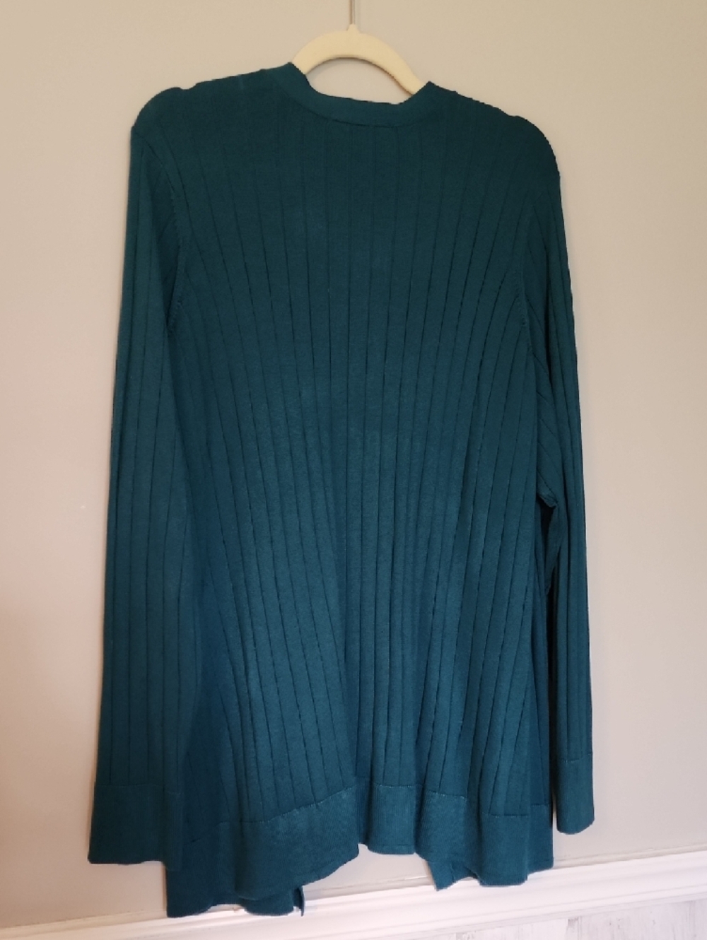 Lane Bryant Dark Teal Ribbed Open Cardigan - Picture 3 of 4